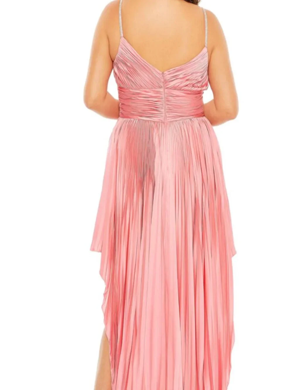 NWT Mac Duggal 77007 Pink High-Low Pleated Dress Size 16W Wedding Guest Party - Picture 3 of 16